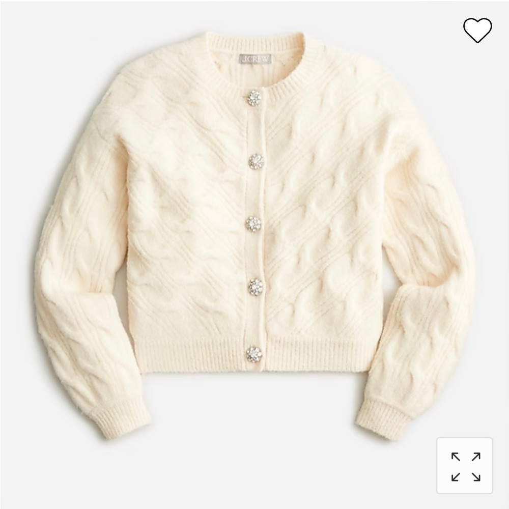 J Crew Cable-knit cardigan sweater with jewel buttons NWT.